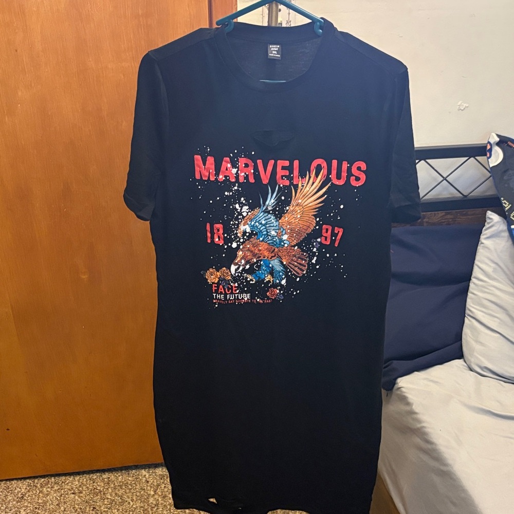 Marvelous Black Graphic T-Shirt dress